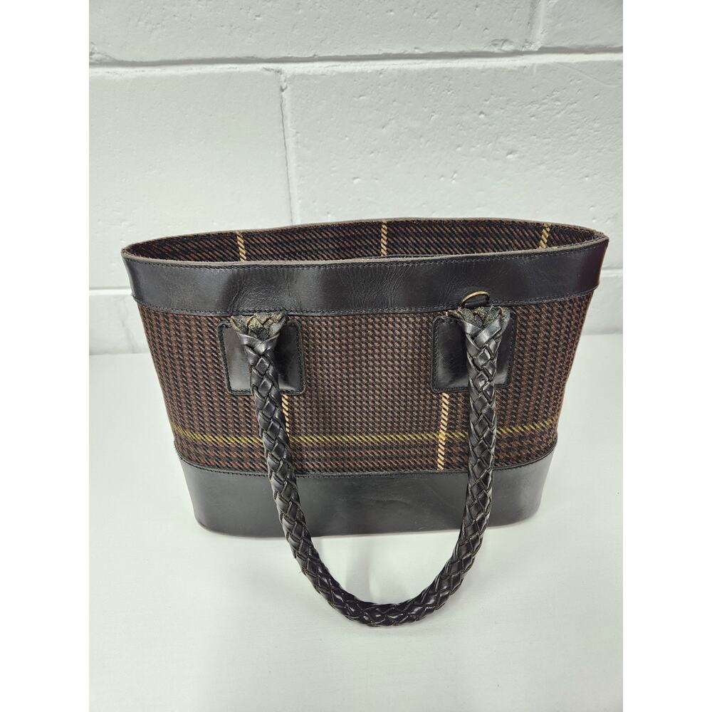 Vintage Lauren Ralph Lauren Herringbone/Houndstooth Bucket Bag. In Black/Brown